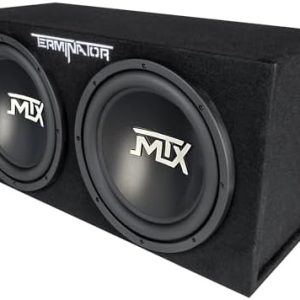 MTX Dual 12-Inch Subwoofers with Loaded Enclosure, 1200W Max Power, 400W RMS, Terminator – Car Audio Subwoofer and Speaker System with Deep Bass Sound