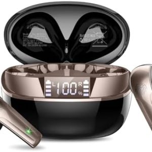 Wireless Earbuds, Bluetooth 5.4 Headphones in Ear, True Wireless Ear Buds HiFi Stereo Deep Bass with 4 ENC Noise Cancelling Mic, Bluetooth Ear Buds 47H Long Playtime LED IP7 Waterproof USB-C (Black)